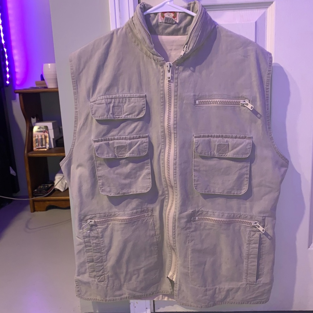 Vintage Banana Republic Zip Up Tan Fishing Vest